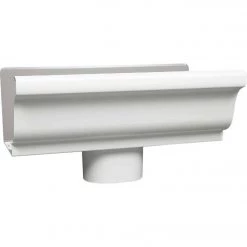 Amerimax 5 In. K Style Galvanized White Gutter Drop Outlet