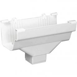 Amerimax 5 In. End With 2 In. X 3 In. Drop Outlet For White Vinyl Traditional K-Style Gutter